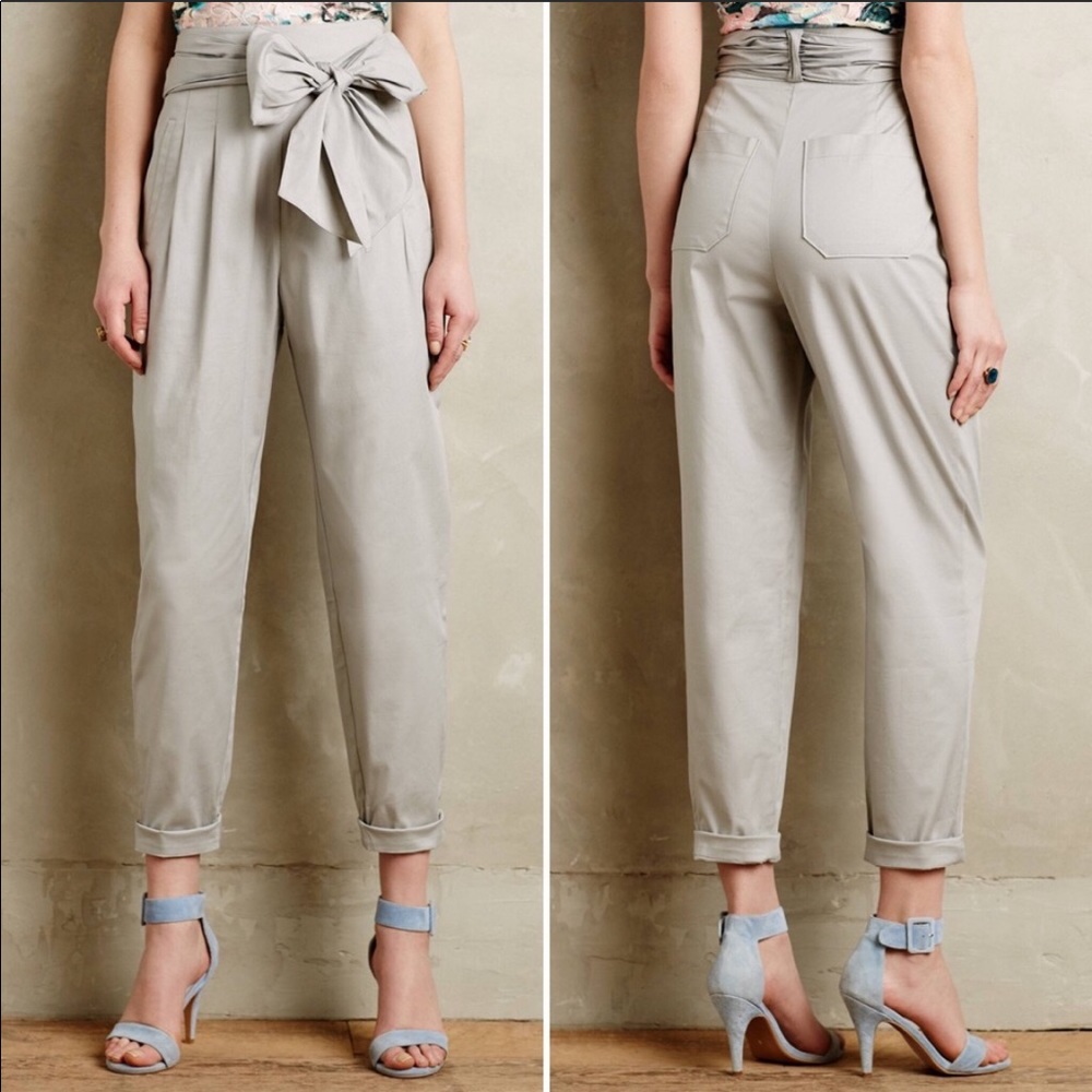🖤Anthro Cartonnier Bow Tie Paper Bag Trouser Pant